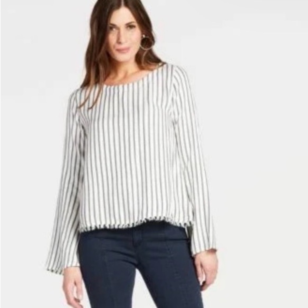 Cloth & Stone Striped Black and White Women’s Long Sleeve Blouse Size S